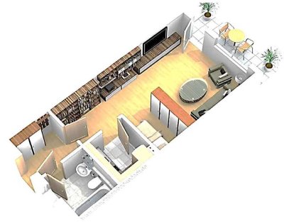 Ruhiges 1-Zimmer-Wohnung mit Terrasse nahe Therme & Bahnhof