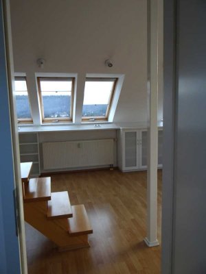 S-Süd am Rand der Weinberge, helle 1,5-Zi.-Whng., Weitblick, teilmöbliert, Balkon, EBK, TG