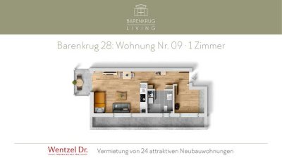 1-Zimmer-Wohnung mit Balkon  – Hamburg-Farmsen-Berne- Wentzel Dr.
