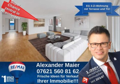 Grosse 3-Zi-EG-Wohnung mit Terrasse und TG zentral in Rheinfelden