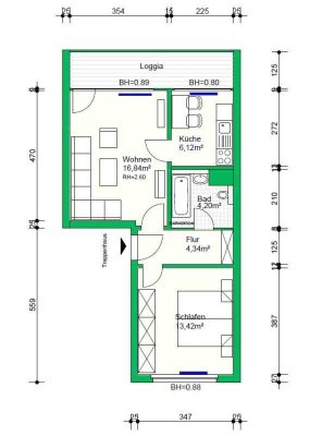 Wir sanieren für Sie..! 2-Zimmerwohnung mit großem Balkon sucht neue Mieter.