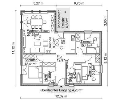 Der 105 qm Bungalow von ScanHaus Marlow - Bauen ohne finanzielle Sorgen – erst nach dem Bau zahlen