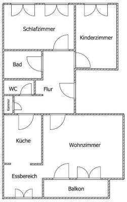 Schön geschnitte 3-Zimmer-Wohnung mit Balkon und neuem Bad + Gäste WC