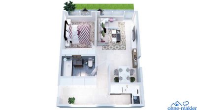 Gut geschnittene 2 Zimmer Wohnung in ruhiger, zentraler Lage