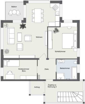 Whg 4: Großzügige 3-Zimmer Wohnung mit Balkon, Tiefgarage & Kellerabteil in Dachau *provisionsfrei*