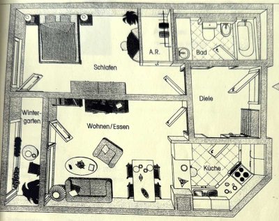 Moderne 2-Zimmer-Wohnung mit Balkon, Wintergarten & Einbauküche in Walldorf