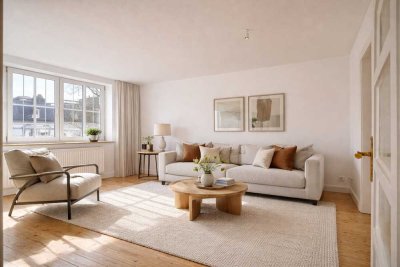 Attraktive, sonnige 3-Zi.-Wohnung in Eilbek – Holzdielen, Loggia, EBK & Gartenblick