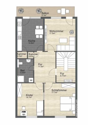 Attraktive und vollständig renovierte 3,5-Raum-Wohnung mit geh. Innenausstattung mit EBK in Wesel