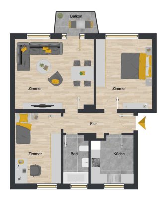 Schöne lichtdurchflutete Wohnung mit Balkon!