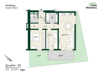 PROVISIONSFREI - ERSTBEZUG - Gartenwohnung in ruhiger Lage - geförderte Miete - 3 Zimmer