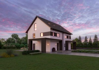 Neubau-Doppelhaushälfte mit moderner Architektur und Top-Energieeffizienz