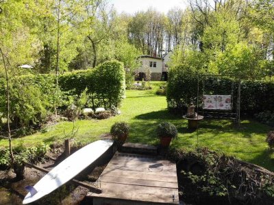Wochenend-Oase an der Werse mit Südterrasse + Garten im englischen Stil!