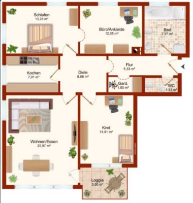 Helle 4-Zimmer Wohnung mit Balkon in Bad Wörishofen