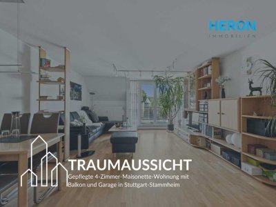 TRAUMAUSSICHT - Gepflegte 4-Zimmer-Maisonette-Wohnung mit Balkon und Garage in Stuttgart-Stammheim