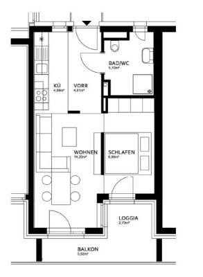 PROVISIONSFREI - Reininghaus Bau 1 (Quartier 6a Süd) - geförderte Miete - 1 Zimmer