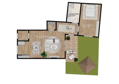 BodeQuartier Lemsdorf: 2-Zi.-Neubau mit Terrasse | 800 m zur Uniklinik | Stellplatz