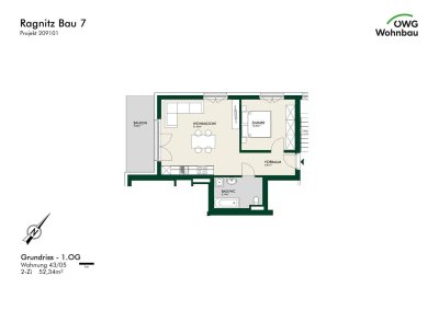 Erstbezug - Sonnige 2-Zimmer-Wohnung im Obergeschoss mit Balkon - geförderte Miete - 2 Zimmer