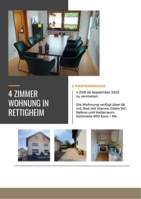 Geschmackvolle 4-Raum-Wohnung mit Balkon und EBK in Rettigheim