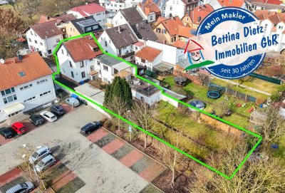 DIETZ: 3-Familienhaus + 50 m² Werkstattraum+Büro im EG auf schönem Gartengrundstück in Groß-Zimmern!