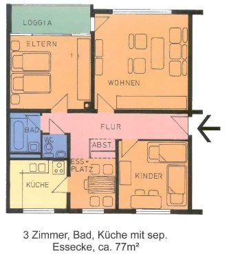 Tolle 3-Zimmer-Wohnung in grüner Lage