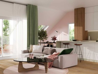 4-Zimmer-Dachgeschosswohnung mit Loggia in Ismaning: Natur und Stadtleben vereint