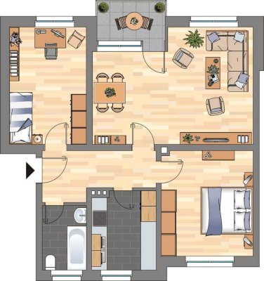 Bereits modernisierte 3-ZKB-Balkonwohung im Europaviertel zu vermieten