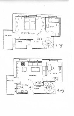 Schöne 2-Raum-Maisonette-WE mit 2 Balkonen wieder zu vermieten