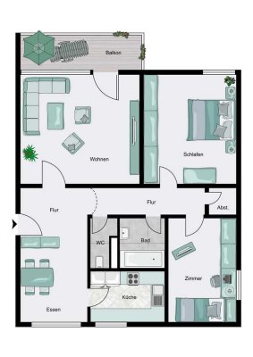 3,5 - Zimmer Erdgeschosswohnung in gepflegter Wohnanlage