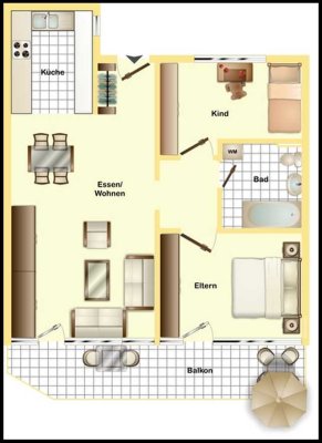 Geschmackvolle 3-Zimmer-Penthouse-Wohnung mit EBK in Köngen
