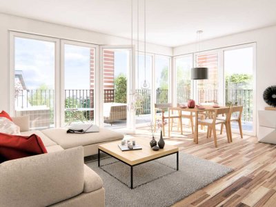 "Friedrichspark": Neubau, großer Süd-West Balkon mit 24 m²,  Tageslichtbad, TG-Platz, ab 01.07.25