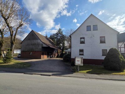 Zweifamilienhaus mit Scheune, Partyhaus und sep. Baugrundstück in Ortsmitte von Holzhausen