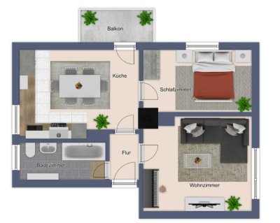 Gepflegte 2-Zimmer-Wohnung mit Balkon in Bischofsheim