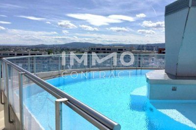 Voll möblierte 3 Zimmer Wohnung mitLoggia, Pool, Sauna, Terrasse undFitnessstudio am Wienerberg!