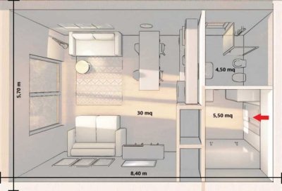 Stilvolle, sanierte 1-Raum-Wohnung mit Einbauküche in Andernach