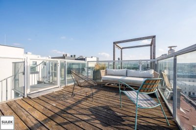 Luxuriöses Wohngefühl! Einzigartige, stilvolle Dachgeschosswohnung nahe Naschmarkt &amp; Innenstadt! 200m² Wohnfläche + rd. 100m² Terrassen! ***VIDEOTOUR***