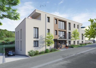 Bodenschätze im Kraichgau ▲ 3-Zi-Penthouse-Wohnung ☼ KFW40+QNG ↕ 2 Kfz-Stellplätze ↔ barrierefrei