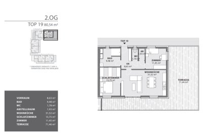Neubauprojekt: Moderne Penthouse-Eigentumswohnung (80m²) mit großer Terrasse und Lift in Fürstenfeld! Provisionsfrei!