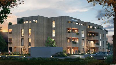 Strahlendes Anlageobjekt: 55 m², 3-Zimmer-Terrassenwohnung, erbaut in langlebiger Holz-Massivbauweise