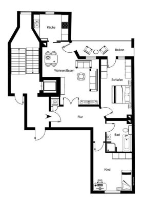 Gohlis-Süd, vermietete 3 Zimmer Altbauwohnung mit großem Balkon
