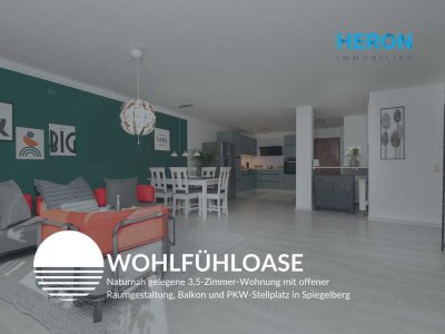 WOHLFÜHLOASE - Helle, offen geschnittene 3,5 Zimmer Wohnung mit Balkon in Spiegelberg