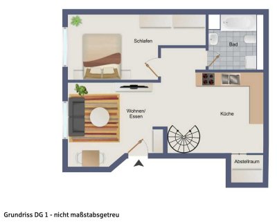 Helle 2-Zimmer Maisonette-Wohnung im 2. OG in Darmstadt-Mitte