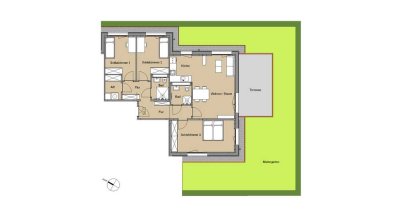 großzügige 4-Zi.-Neubauwohnung | 2 Bäder | Mietergarten | lichtdurchflutet