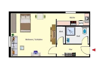 3-2-1- meine gepflegte 1 Zimmer ETW mit Einbauküche und Aufzug in zentraler Lage!
