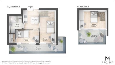 Besondere Dachgeschoss - Maisonette mit drei Zimmern und Terrassen