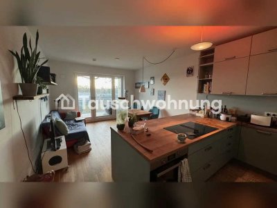 Tauschwohnung: Tausche hell+schön Neubau mit Holzfussboden und Stellplatz