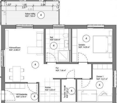 Erstbezug: exklusive 3-Zimmer-Erdgeschosswohnung mit Balkon in Karlsbad (Spielberg)