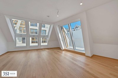 The Temptation: Modern und hochwertige Dachgeschosswohnung mit weitläufiger Terrasse - Nähe Kutschkermarkt