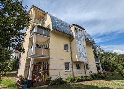 Balkon mit Blick auf die Weinberge // Single-Wohnung in Radebeul