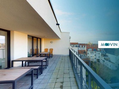 Möbliertes 1-Zimmer-Apartment mit PANTRYKÜCHE und gemeinschaftlicher Dachterrasse