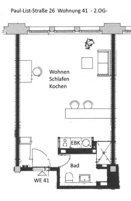 Zentral & hochwertig:  möblierte Studentenwohnung mit ca. 40 m² in Leipzig